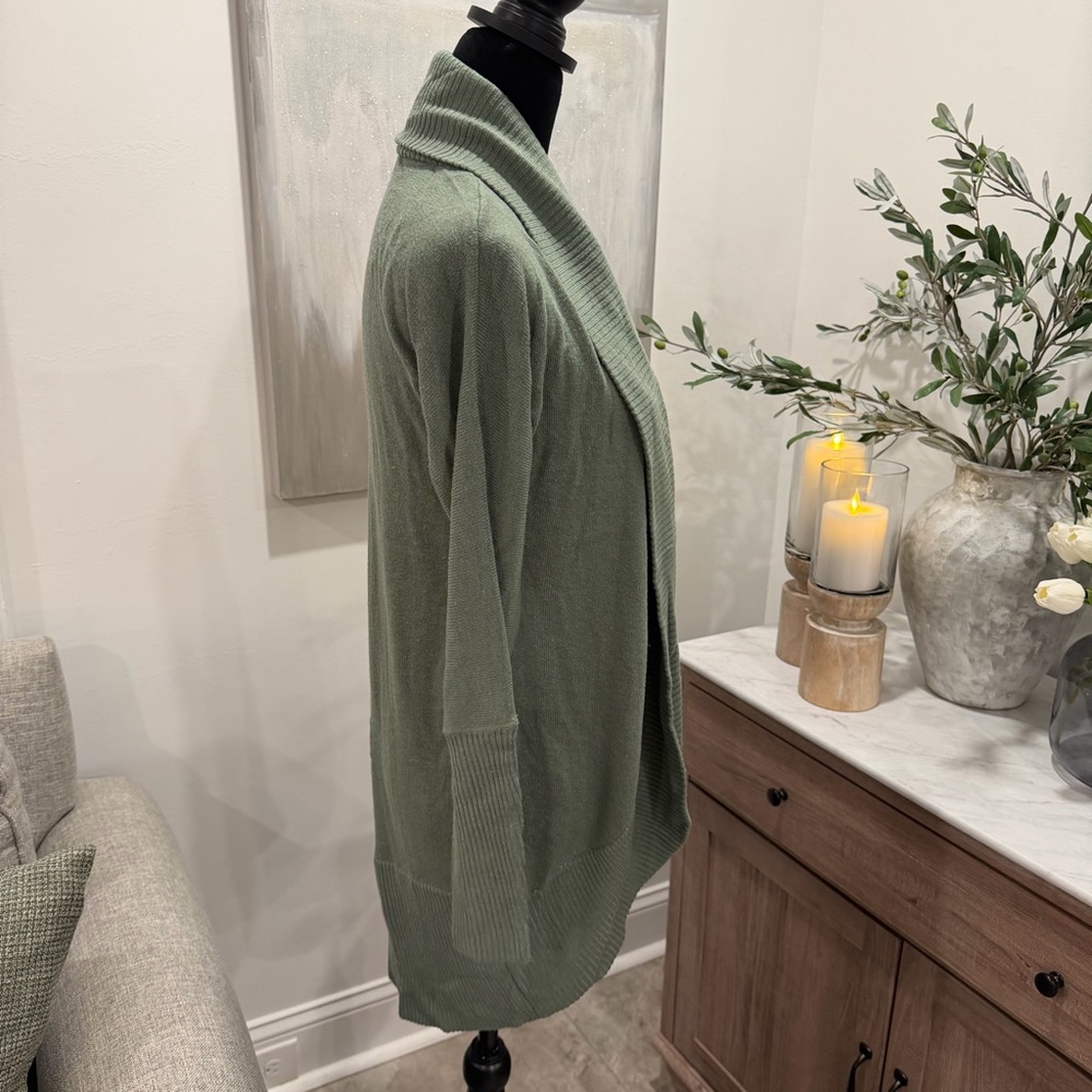 RD Style Women's Olive Green Open Front Cardigan Sweater - Picture 4 of 8